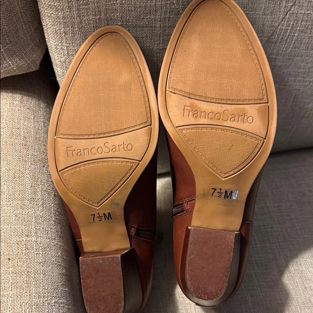 Franco Sarto Brown Ankle Booties with Monk Strap - Picture 3 of 6